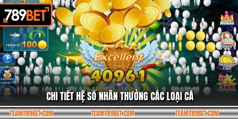 Chi tiết hệ số nhân thưởng các loại cá Chi tiết hệ số nhân thưởng các loại cá